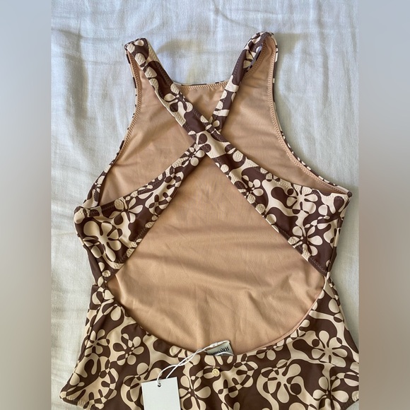 Rhythm Swimwear Floral Cross Back One Piece In Chocolate - Picture 4 of 6